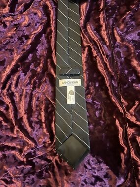 Chase Bank Lands’ End Striped Black Neck Tie